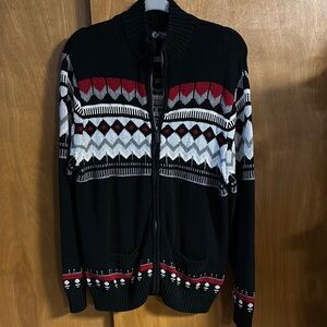 Chaps Black/red/grey full zip Sweater